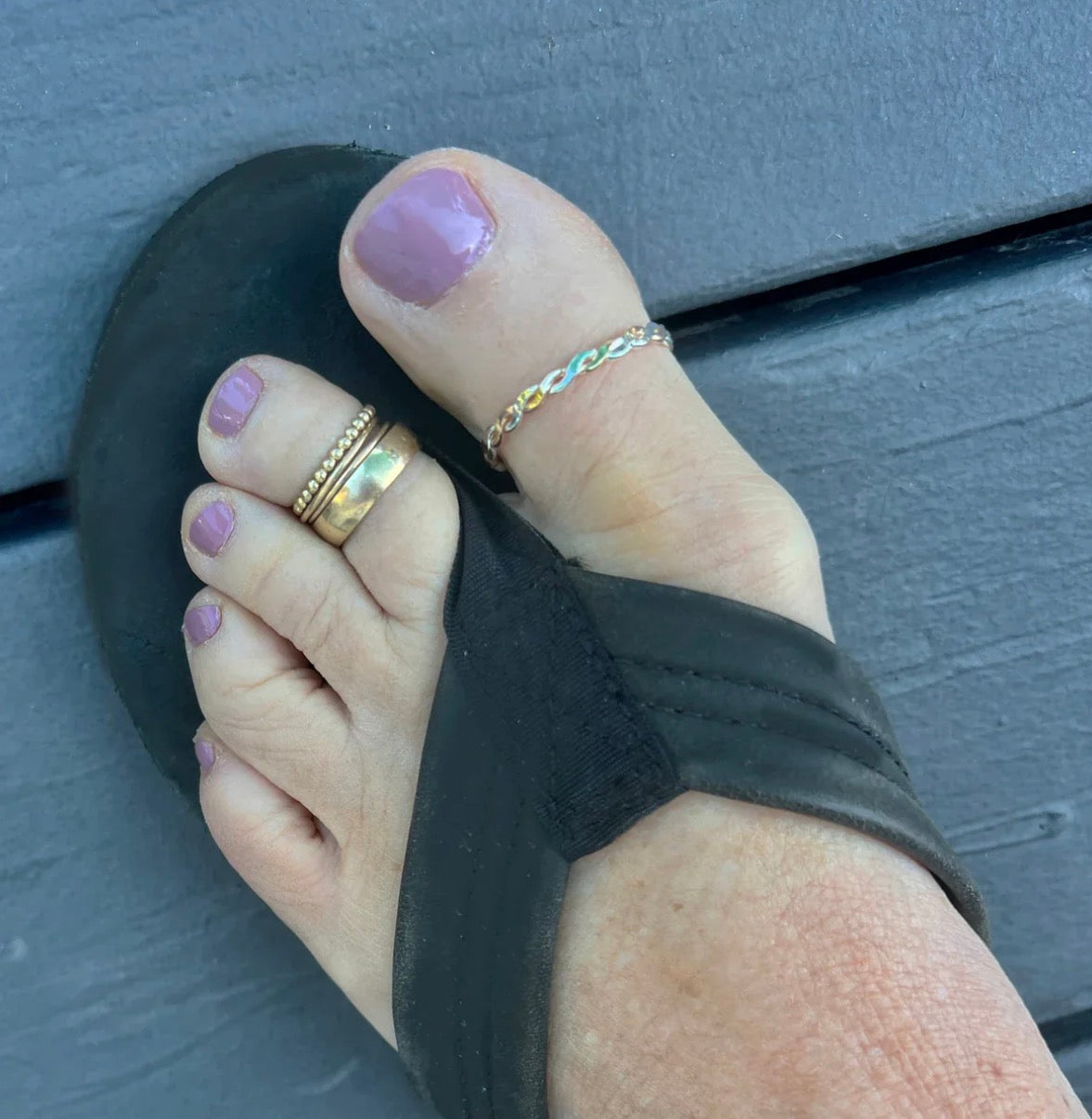 Mixed Metal Braided - Fitted Toe Ring