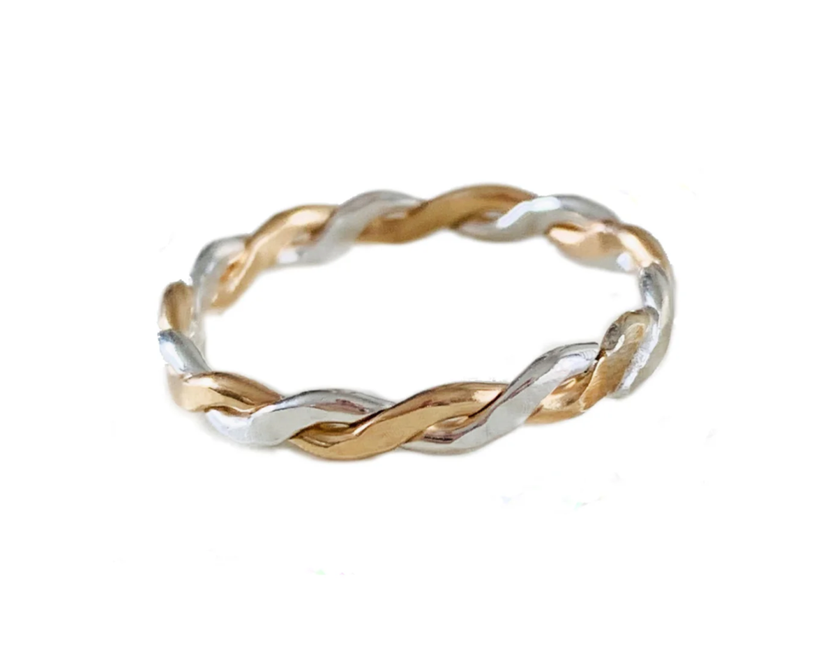 Mixed Metal Braided - Fitted Toe Ring