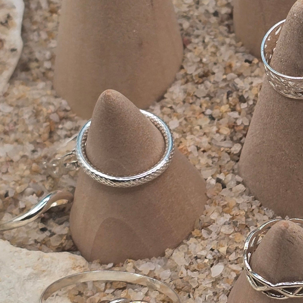 Snake Skin Textured, Sterling Silver Fitted Toe Ring